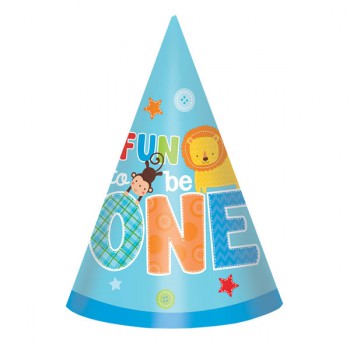 Fun to be One Party Hats - Blue - 8 Pack